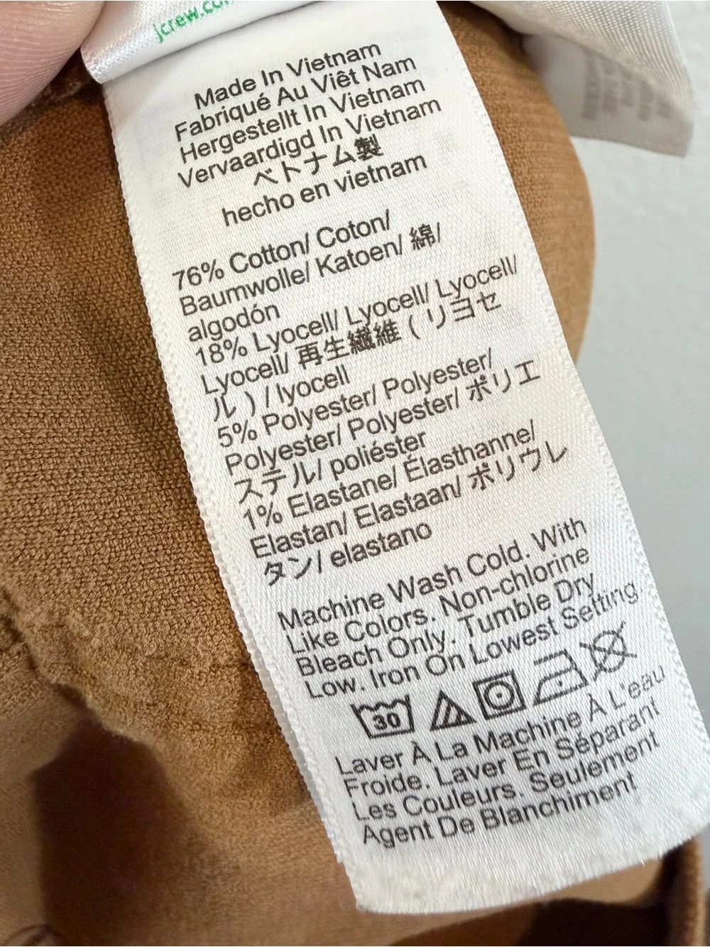 J. Crew Straight Leg Stretch Corduroy Pant Size 31 Tall Camel Brown Patch Pocket